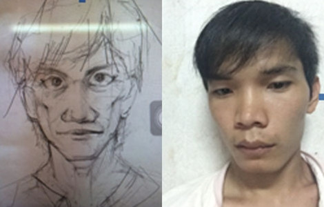 Vũ Văn Tiến và bức họa được họa sĩ vẽ lại qua giấc mơ kỳ lạ của một cô gái trước khi vụ án xảy ra.