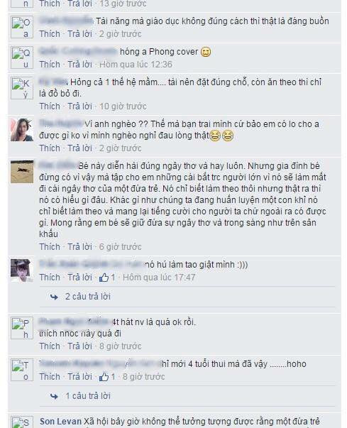 Không ít bình luận tỏ ra khá thất vọng vì cho rằng không hợp với độ tuổi.