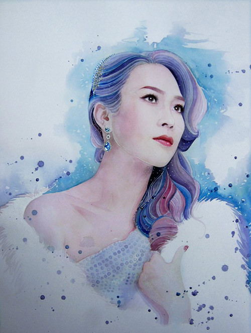 Dưới đây là bộ tranh của nữ ca sĩ Mỹ Tâm ở mọi góc độ và cảm xúc qua góc nhìn của Nguyễn Quốc Vẹn.