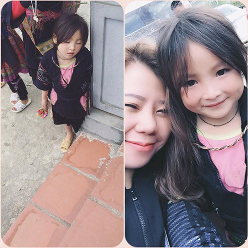 Trò chuyện với T.M, cô cho biết cô tình cờ gặp bé gái bán rong này khi đang đến thăm một ngôi chùa ở Sapa, em bé đi bán đồ lưu niệm vặt với mẹ.