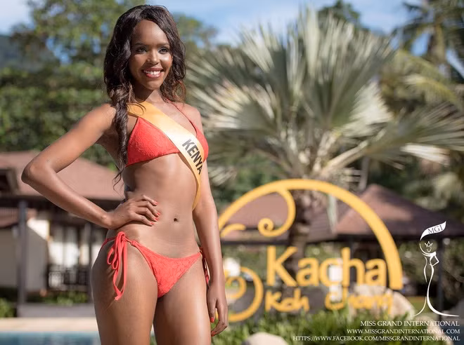 Thí sinh tham dự Hoa hậu Hòa bình Quốc tế đến từ Kenya có vóc dáng quá mảnh khảnh, giống như một học sinh chưa phát triển hết.