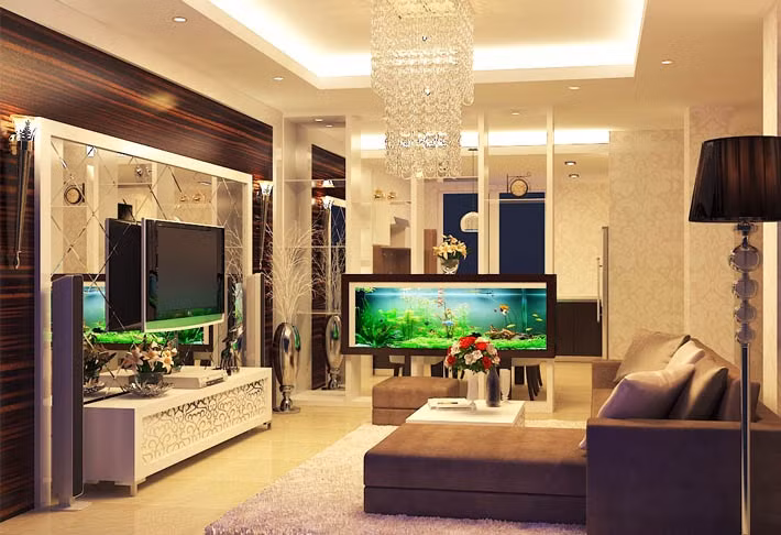 Những điều cần biết về bể cá trong phòng khách giúp mang đến sự hưng vượng.