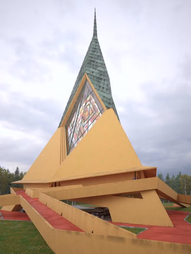 Trong đó, phần đáy của công trình đặc biệt được thiết kế rỗng, được nâng đỡ bằng các khối trụ bê tông vững chắc và không gian này chủ yếu được dùng làm nhà để xe.