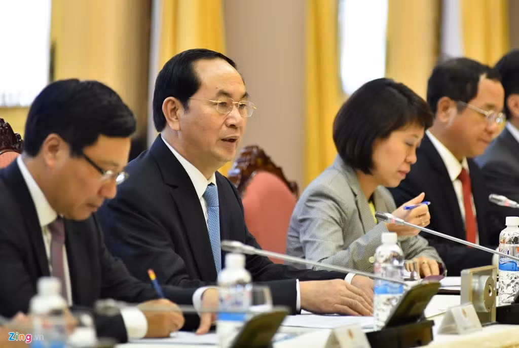 Chủ tịch nước Trần Đại Quang phát biểu tại buổi hội đàm. Trong quan hệ hợp tác giữa hai nước, hợp tác kinh tế đang phát triển tích cực, kim ngạch thương mại năm 2015 đạt gần 3 tỷ USD và 7 tháng đầu năm 2016 đạt 1,72 tỷ USD, tăng 17% so với cùng kỳ năm 2015. Hợp tác quốc phòng phát triển thực chất và ngày càng mở rộng.