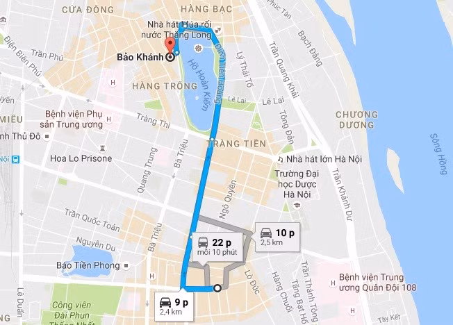 Mô tả quãng đường chiếc Mercedes bỏ chạy đến lúc bị giữ lại. Ảnh: Google Maps.