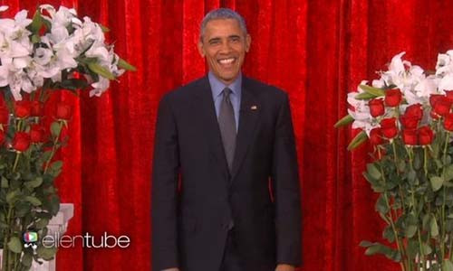 Barack Obama trong chương trình của Ellen DeGeneres. Ảnh chụp màn hình