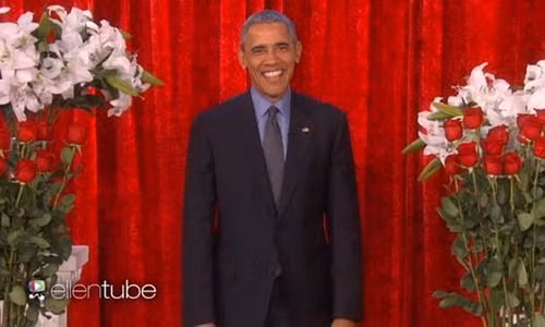 Barack Obama trong chương trình của Ellen DeGeneres. Ảnh chụp màn hình