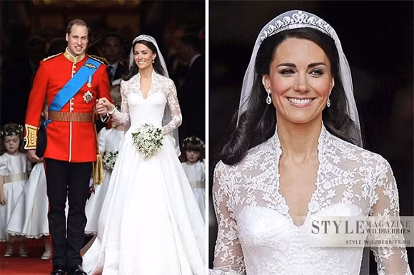 Chiếc váy cưới Kate trưng diện trong đám cưới đến từ nhãn hiệu Alexander McQueen. Thiết kế này thuộc danh sách những bộ váy đắt đỏ và lộng lẫy nhất thế giới với giá 400.000 USD (~ 9 tỷ đồng).