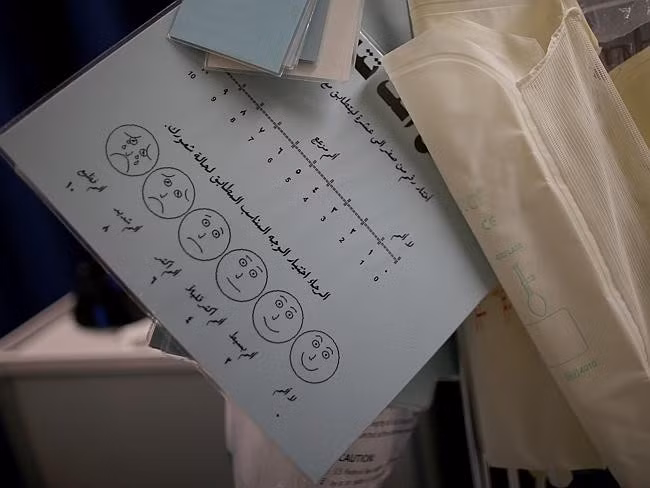 Bảng đánh giá mức độ đau đớn của tù nhân.