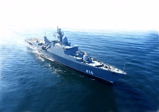 Tàu hộ vệ tên lửa lớp Gepard 3.9 có chiều dài 102 m, rộng 13 m, lượng giãn nước toàn tải 2.200 tấn. Ảnh: Zdship