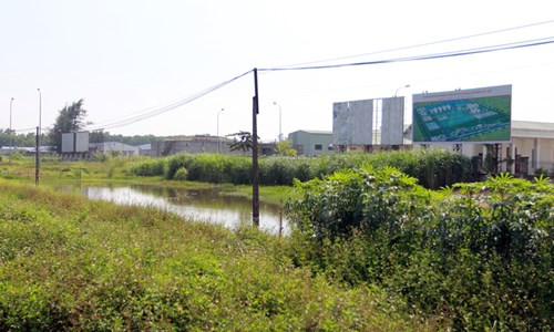 Cảnh hoang tàn trước khuôn viên nhà máy bỏ hoang.