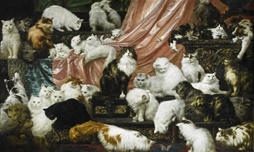 Cận cảnh bức tranh mèo nổi tiếng.