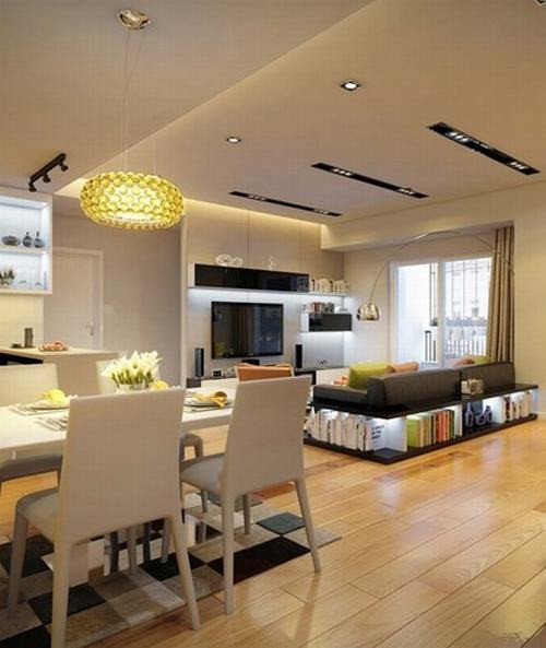 Trần nhà được làm bằng thạch cao kèm khe hắt sáng đơn giản, không gây rối mắt, tạo cảm giác thoáng đãng nhẹ nhàng đồng thời căn nhà càng thêm trang trọng và lịch sự.