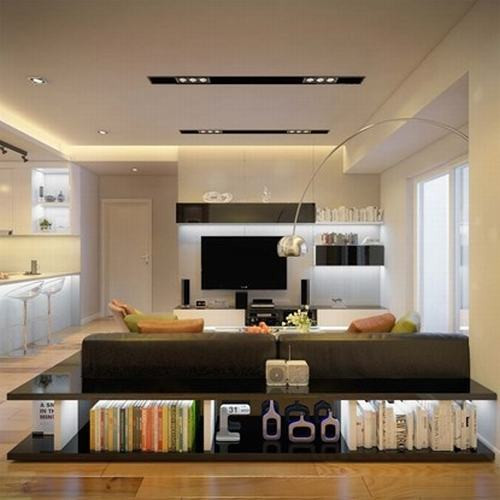 Bộ sofa kết hợp giá sách vừa tiết kiệm diện tích lại tạo nét độc đáo cho căn hộ.