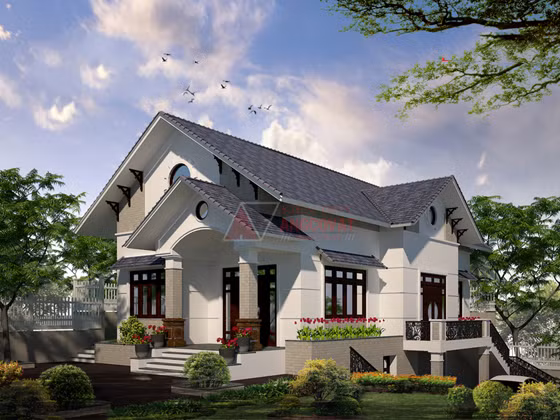 Mẫu nhà cấp 4 mái thái sang trọng hiện đại.