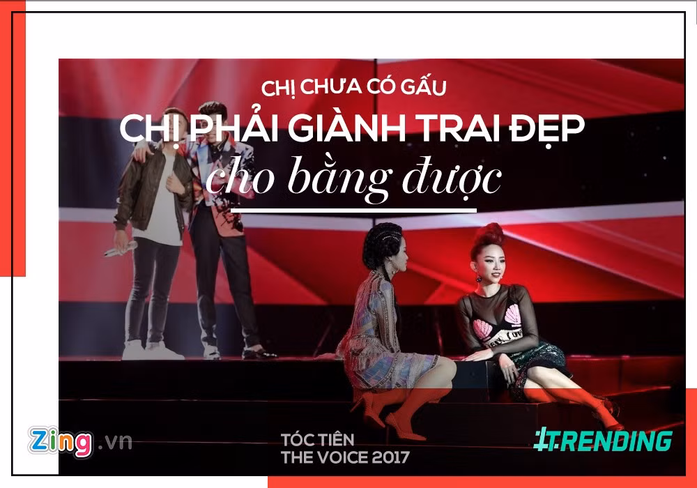 Không chịu kém cạnh, Tóc Tiên tự nhận mình là HLV độc thân duy nhất tại Giọng hát Việt năm nay, đây chính là động lực cho cô cố gắng giành thí sinh về đội mình. Chính cô cũng phải thốt lên: "Tập thi hôm nay toàn trai đẹp".