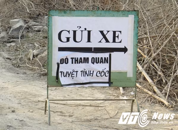 Hàng loạt điểm trông xe, dịch vụ cho thuê đò tham quan "Tuyệt tình cốc", với giá 10.000 đồng/xe.