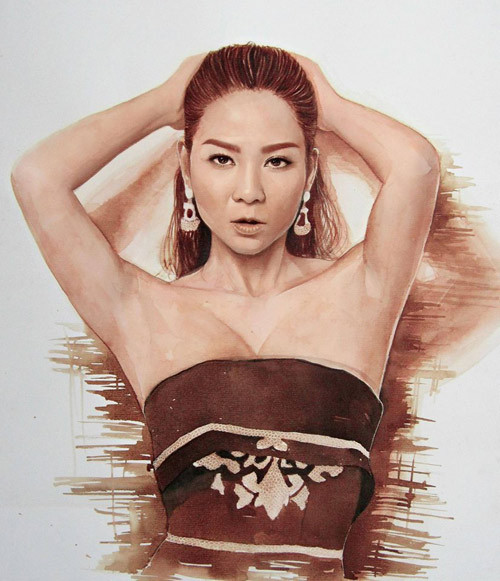 Khá nhiều ca sĩ nổi tiếng đã nhận được tranh của 9X vẽ tặng.