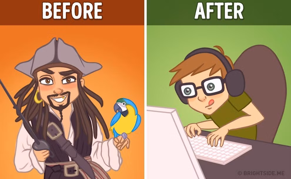 Hình ảnh tội phạm thời xưa (trái) và tội phạm công nghệ cao ngày nay.