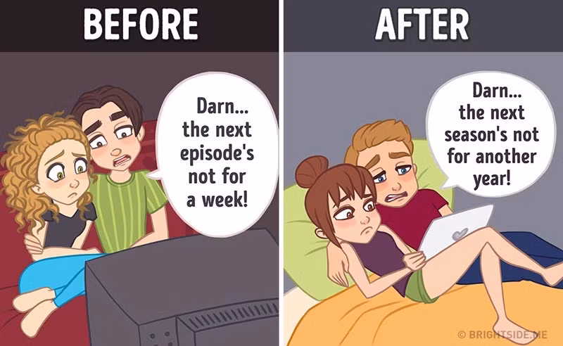  Internet khiến việc chúng ta phải chờ đợi hàng tuần mới xem được tập tiếp theo của bộ phim dài kỳ (trái) trở thành dĩ vãng. Bạn có thể tìm thấy hầu hết những thứ mình muốn trên mạng.