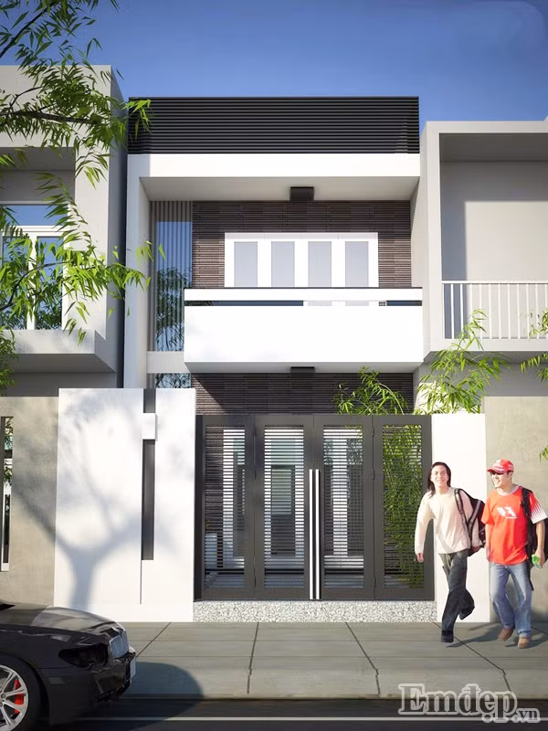 Mặt tiền được KTS thiết kế đơn giản, hiện đại, tiết kiệm chi phí xây dựng, trang trí.