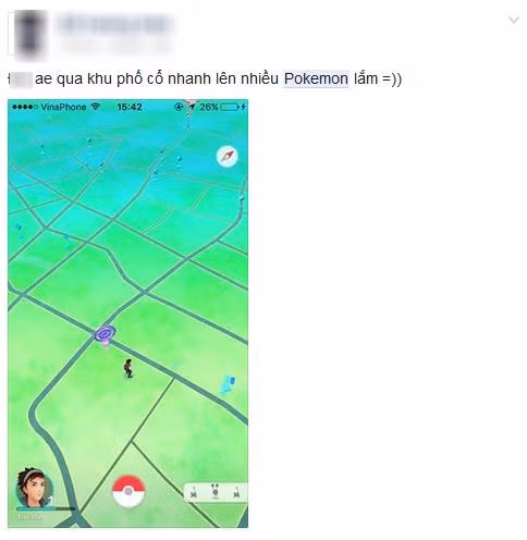 Kêu gọi 500 anh em lên khu phố cổ săn Pokémon. (Ảnh chụp màn hình)