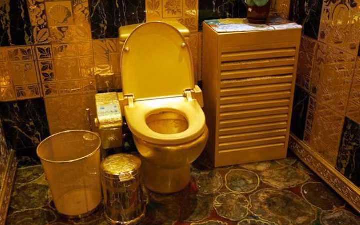 Đây là bồn cầu đắt nhất thế giới được làm bằng vàng, có giá vài chục tỷ đồng.