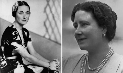 Bà Wallis Simpson (trái) và bà Elizabeth.