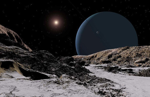 Sao Thiên Vương Trên đây là ảnh mô phỏng Mặt Trời nhìn từ Ariel, một trong những Mặt Trăng của sao Thiên Vương. Thiên vương tinh cách Mặt Trời 1,8 tỷ dặm, tương đương gấp khoảng 19 lần so với khoảng cách từ Trái đất đến Mặt Trời.