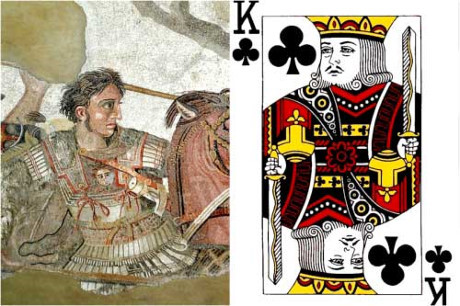 Hình ảnh trong quân bài K tép trong bộ bài tây chính là Alexander Đại đế (356-323TCN). Ông là quốc vương thứ 14 của nhà Argead ở Vương quốc Macedonia, là con của vua Philip II, nhưng ít dành thời gian cho việc trị quốc tại quê nhà Macedonia. Vào năm 20 tuổi, ông kế thừa ngôi vị và có mưu toan thống trị thế giới.