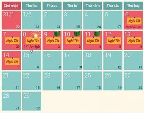 Đếm từng ngày nghỉ Tết một.