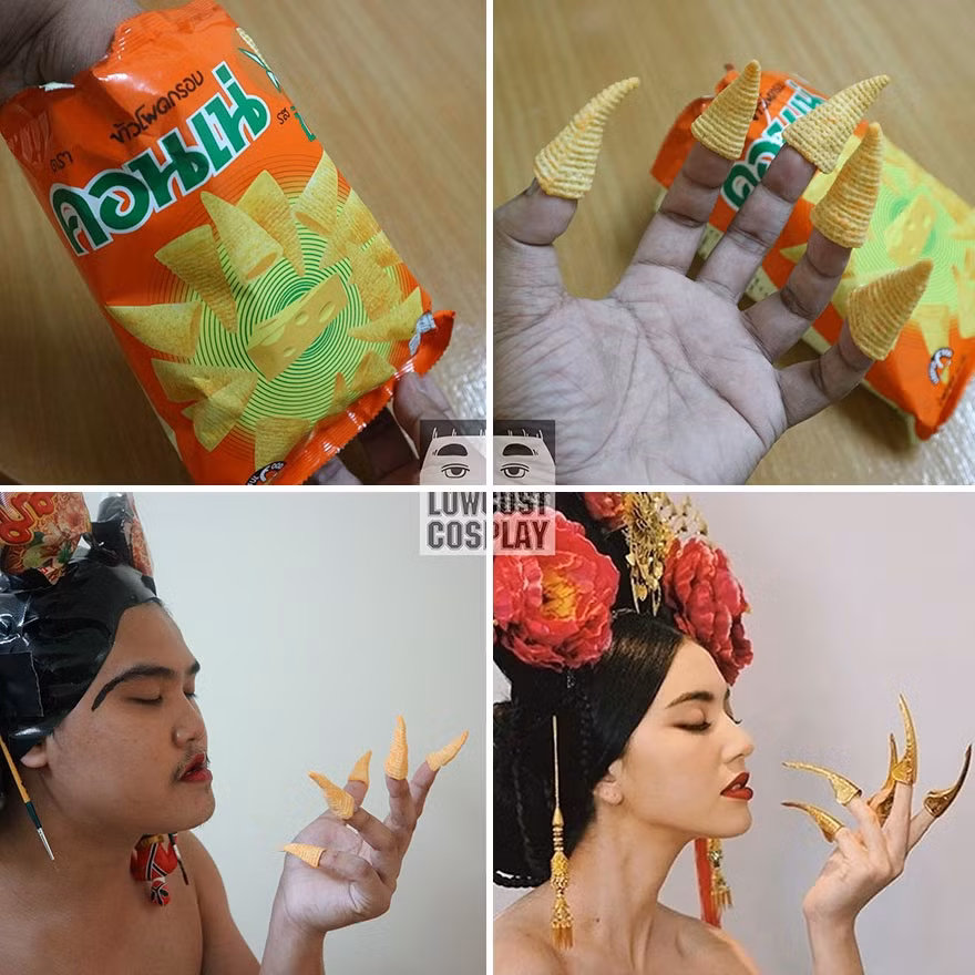 Vương phi quyền quý với bộ móng tay làm từ bim bim.