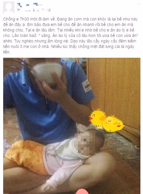 Chong “vang” vua an com, vua be con gay sot cong dong mang