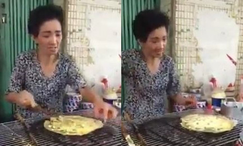 Tranh cai clip ba chu duoi 6 khach chi vi goi mot banh trang nuong
