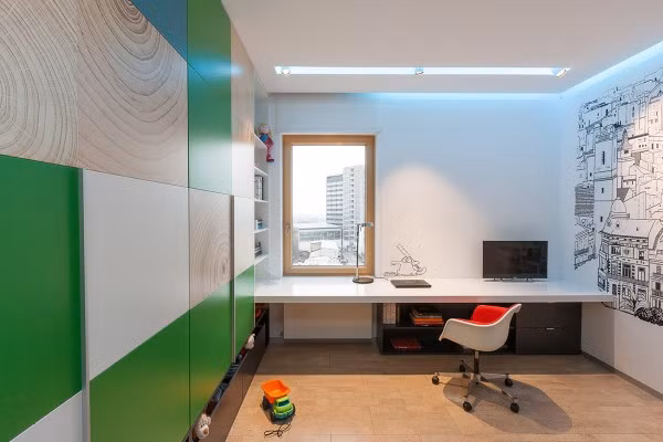 Ngôi nhà được trang trí cân bằng giữa màu sắc và trung tính, giữa sự đơn giản và phong cách thiết thực. Để thành viên trong gia đình có thể sống thoải mái và phong cách riêng.