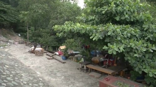 Chân cầu nơi vợ chồng ông Đực sinh sống, cuộc sống khó khăn nghèo khổ nhưng họ vẫn luôn mỉm cười.