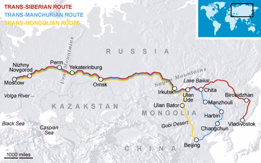 12. Đường tàu Trans-Siberia (Nga): Được xây dựng từ năm 1891 tới năm 1916, đường tàu dài nhất thế giới này có tổng quãng đường lên tới 9,289 km, nối thủ đô Moscow với Vladivostok.