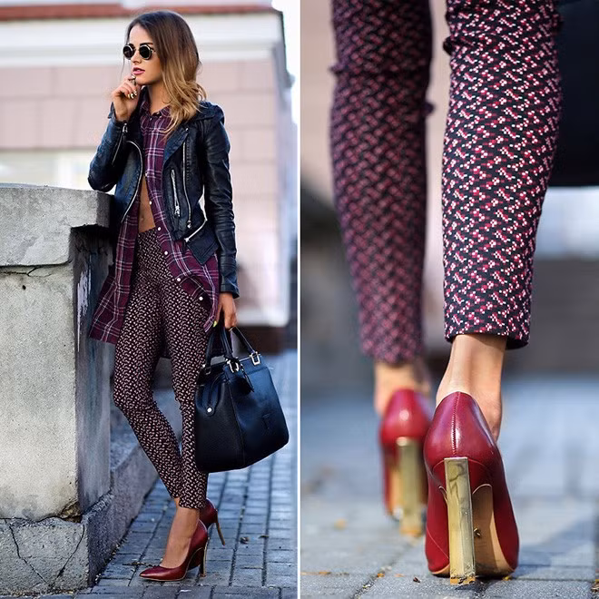 Cao tay hơn là sự kết hợp nhiều họa tiết có gam màu mận chín như mỹ nhân làng mẫu Hà Lan, Juliett Kuczynska.