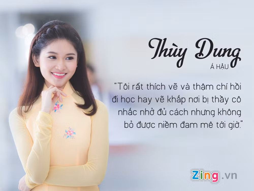 Ngoài sở thích đàn guitar và ca hát, Thùy Dung còn đam mê với hội họa. Thời còn là học sinh cấp 3, cô thường hay vẽ trong lớp, thậm chí vẽ mọi lúc mọi nơi có thể. "Thầy cô ban đầu không hài lòng, hay nhắc nhở, thậm chí đuổi ra khỏi lớp. Nhưng sau này, thầy cô đành bó tay trước sở thích vẽ của tôi", Thùy Dung nhớ lại.