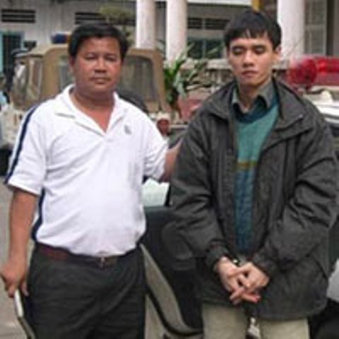 Sát thủ Tuấn "con" lúc bị bắt.