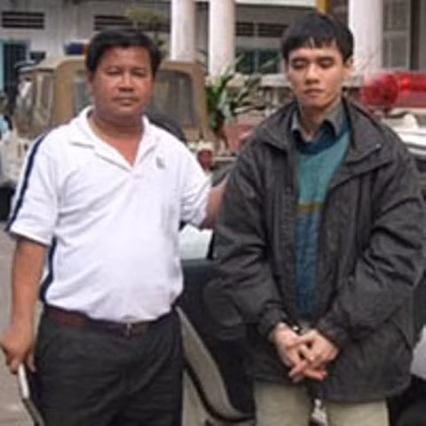 Sát thủ Tuấn "con" lúc bị bắt.