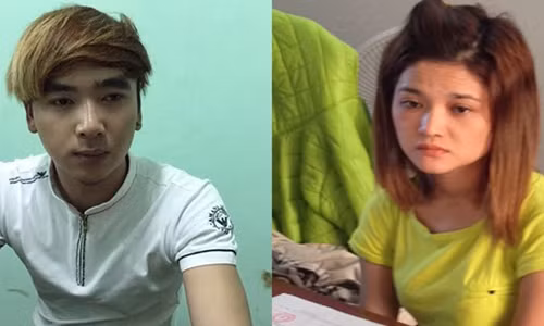 Đối tượng Tuấn và Diễm tại cơ quan chức năng.