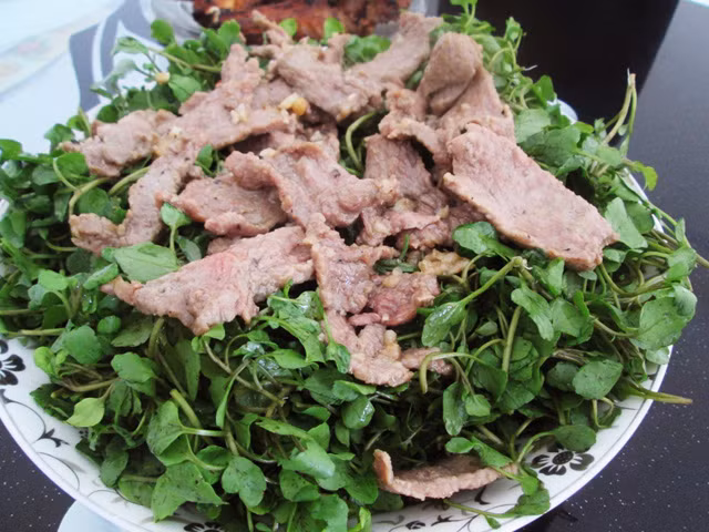 Rau xà lách xoong. Rau này có nhiều ở vùng Gio Linh, Vĩnh Linh, Cam Lộ, Hướng Hóa, dân địa phương quen gọi là rau liệt, vì cả cây rau mọc sát trên đá. Nó có thể chế biến thành nhiều món: nấu canh với tôm tươi, luộc chấm với ruốc, làm rau sống hay xào qua với thịt bò. Đợi khi thịt bò đã chín rồi tắt lửa mới bỏ rau vào,ngọn rau chỉ nửa sống nửa chín, ăn rất giòn.