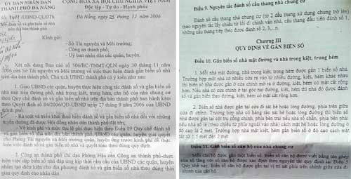 Quy định về gắn biển đánh số nhà của UBND TP Đà Nẵng.