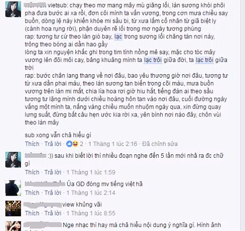 Nhiều người bày tỏ ra khó chịu vì không nghe không hiểu, nghe không rõ lời ca khúc mới của Sơn Tùng.