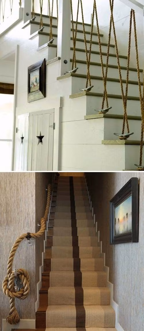Biến đổi cầu thang đơn điệu bằng những sợi dây thừng.