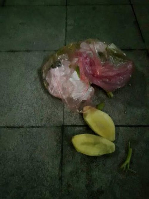 Rác thải được ném xuống ở sân chung cư CT7G, Khu đô thị Dương Nội (Hà Đông, Hà Nội). Ảnh: NVCC