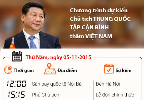12 giờ ngày 5/11, ông Tập Cận Bình sẽ đến VN.