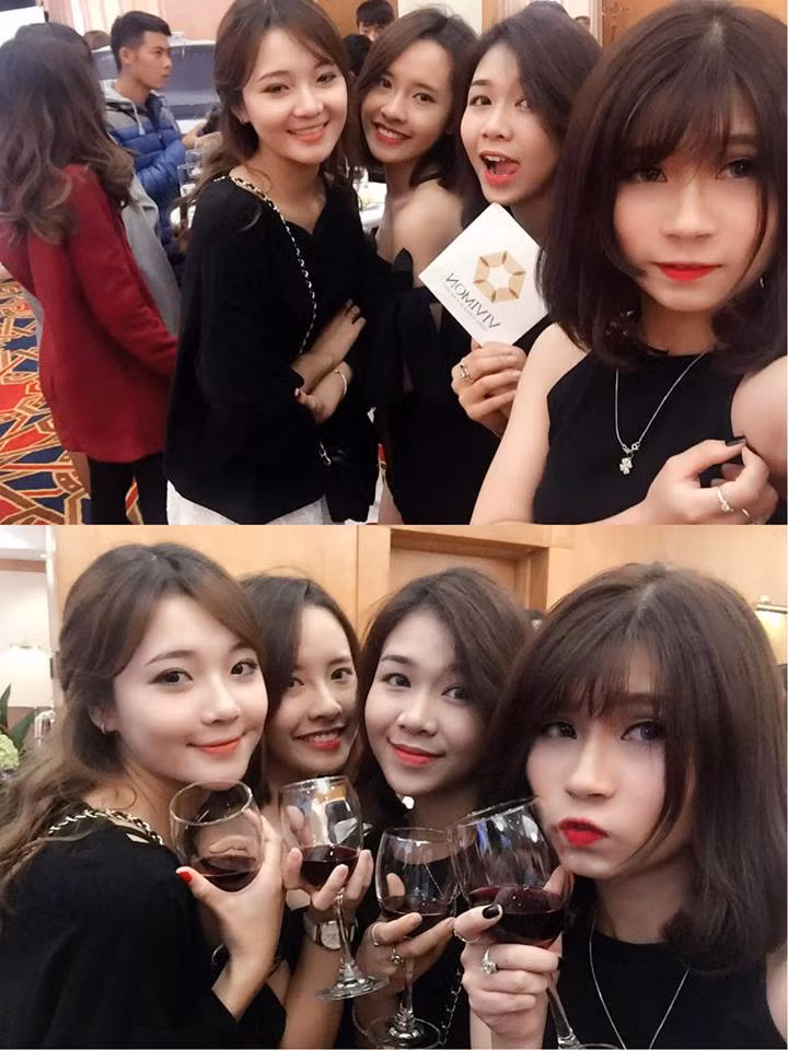 Lê Thu Hương và những bạn gái xinh xắn. Ảnh: Facebook.