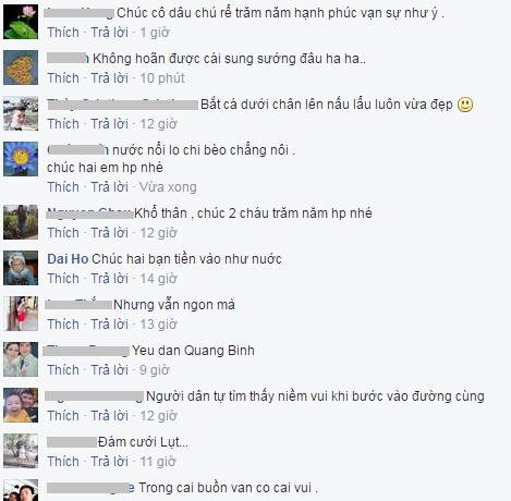 Các facebooker gửi lời chúc mừng đến đôi bạn trẻ.